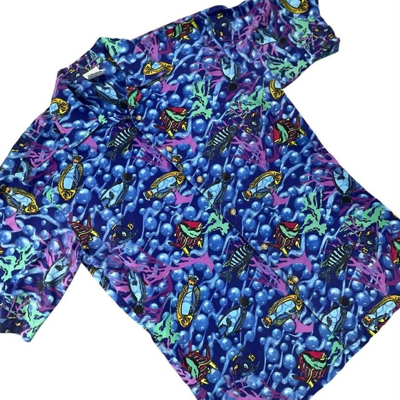 HYCTZ Tropical Fish Coral All Over Print Shirt Men's Small Short Sleeve EUC - Picture 3 of 8